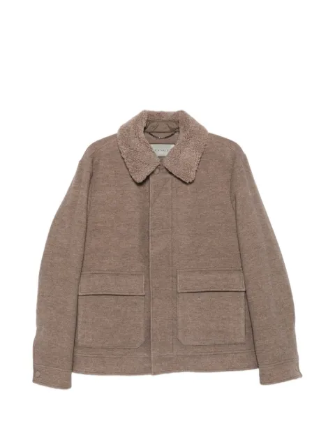 Canali shearling-collar patch-pocket jacket