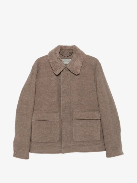Canali shearling-collar patch-pocket jacket