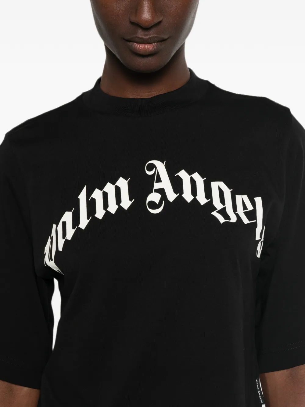 Palm Angels T-shirt met logoprint en ronde hals Zwart