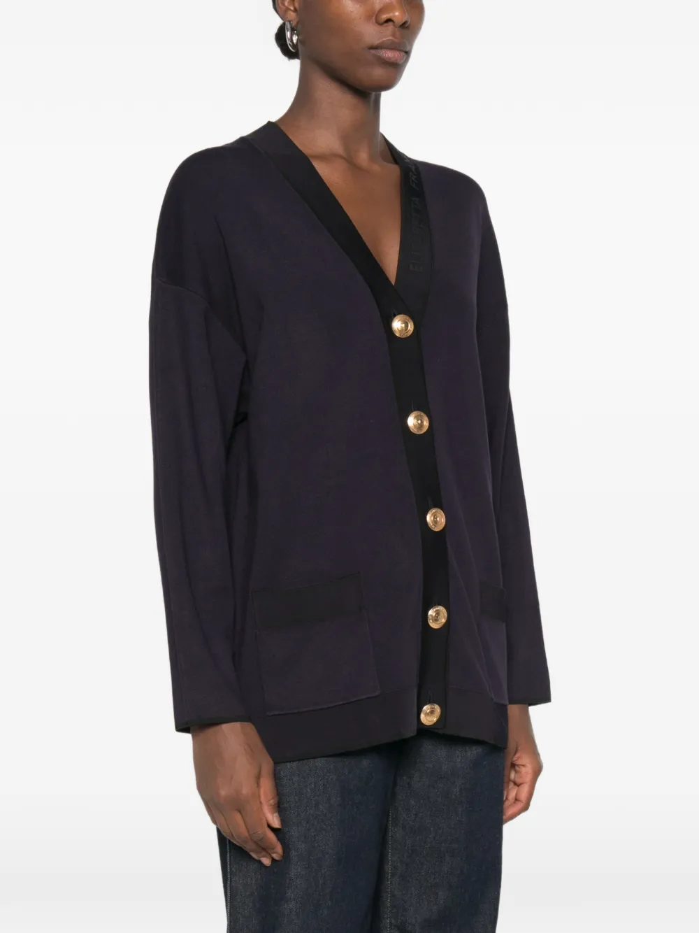 Elisabetta Franchi Button-up vest met V-hals Zwart