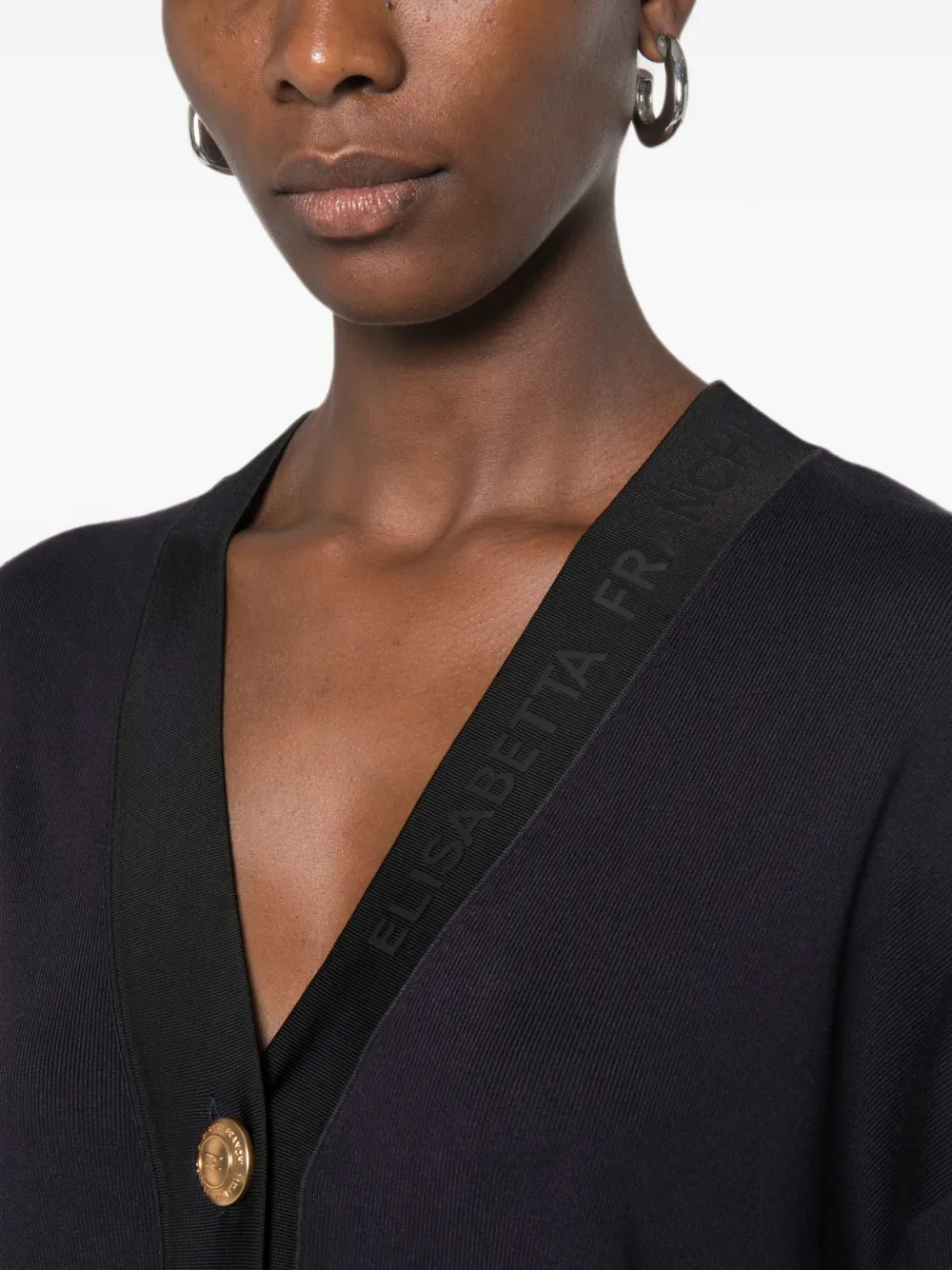 Elisabetta Franchi Button-up vest met V-hals Zwart