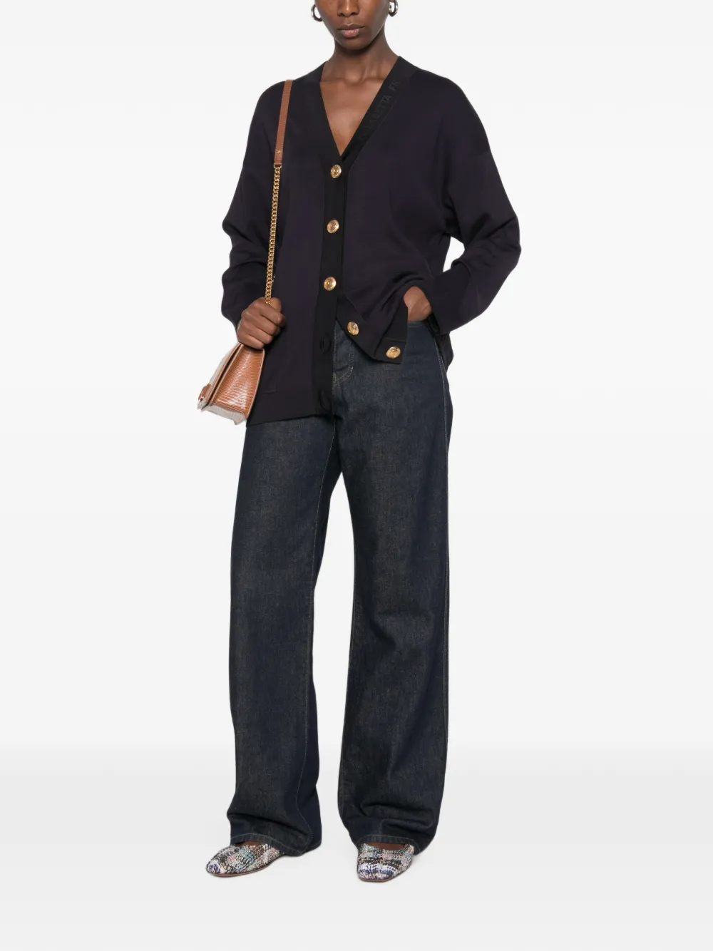 Elisabetta Franchi Button-up vest met V-hals Zwart