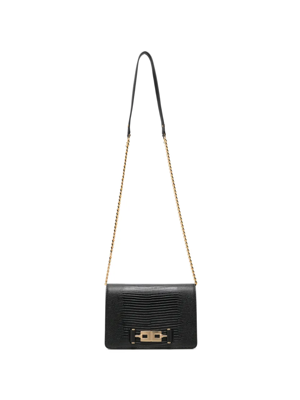 Elisabetta Franchi lizard-effect chain-strap cross body bag - Schwarz