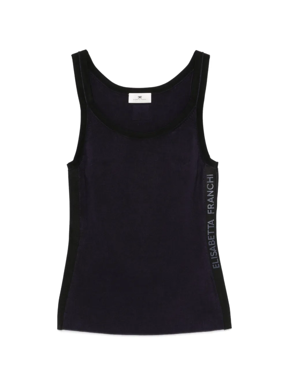 Elisabetta Franchi logo-print ribbed-knit tank top - Blu