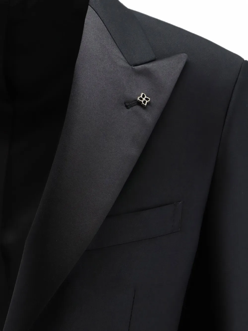 Tagliatore satin-lapel virgin-wool tuxedo Zwart