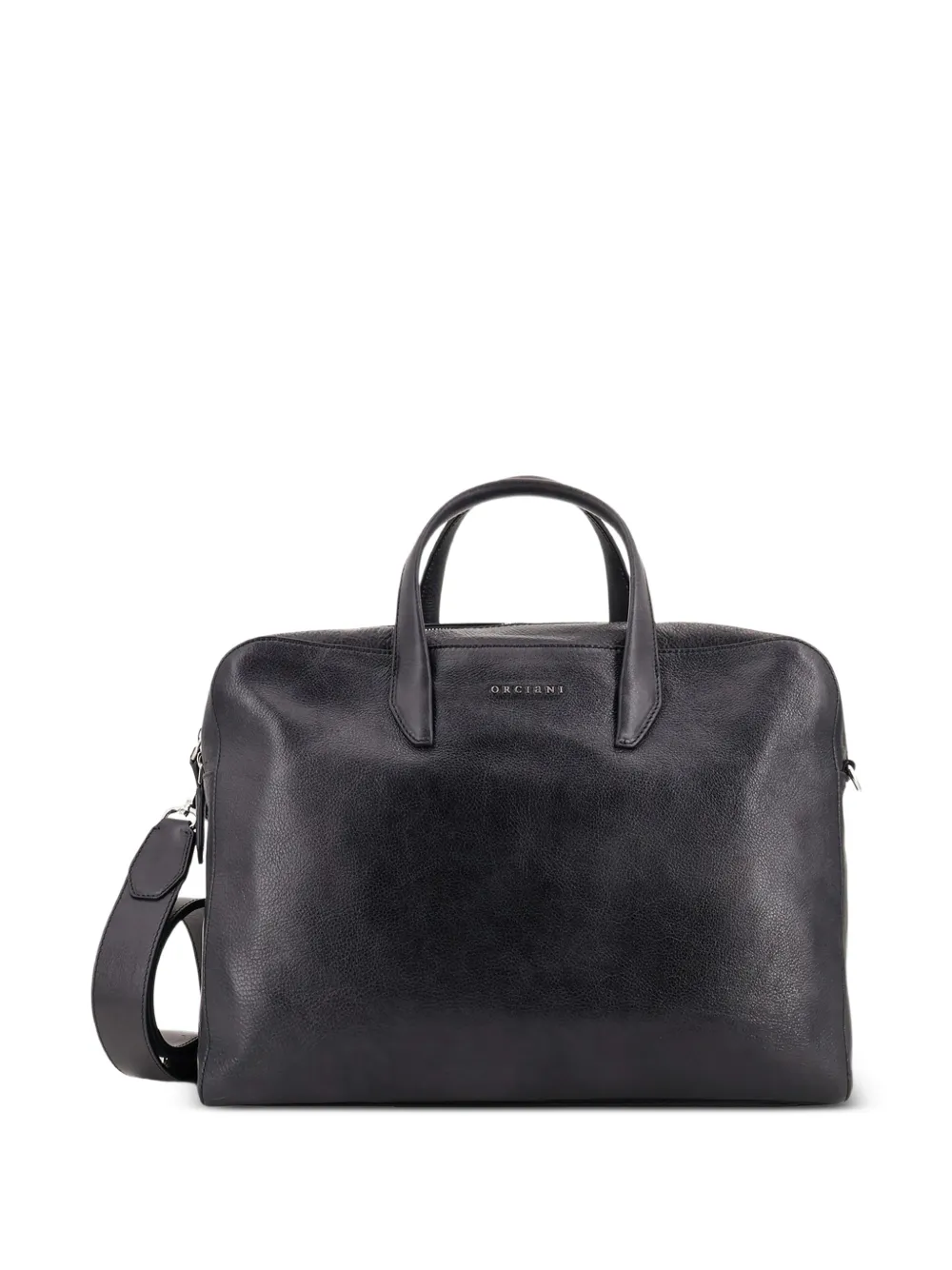 Orciani pebbled-leather laptop bag - Schwarz