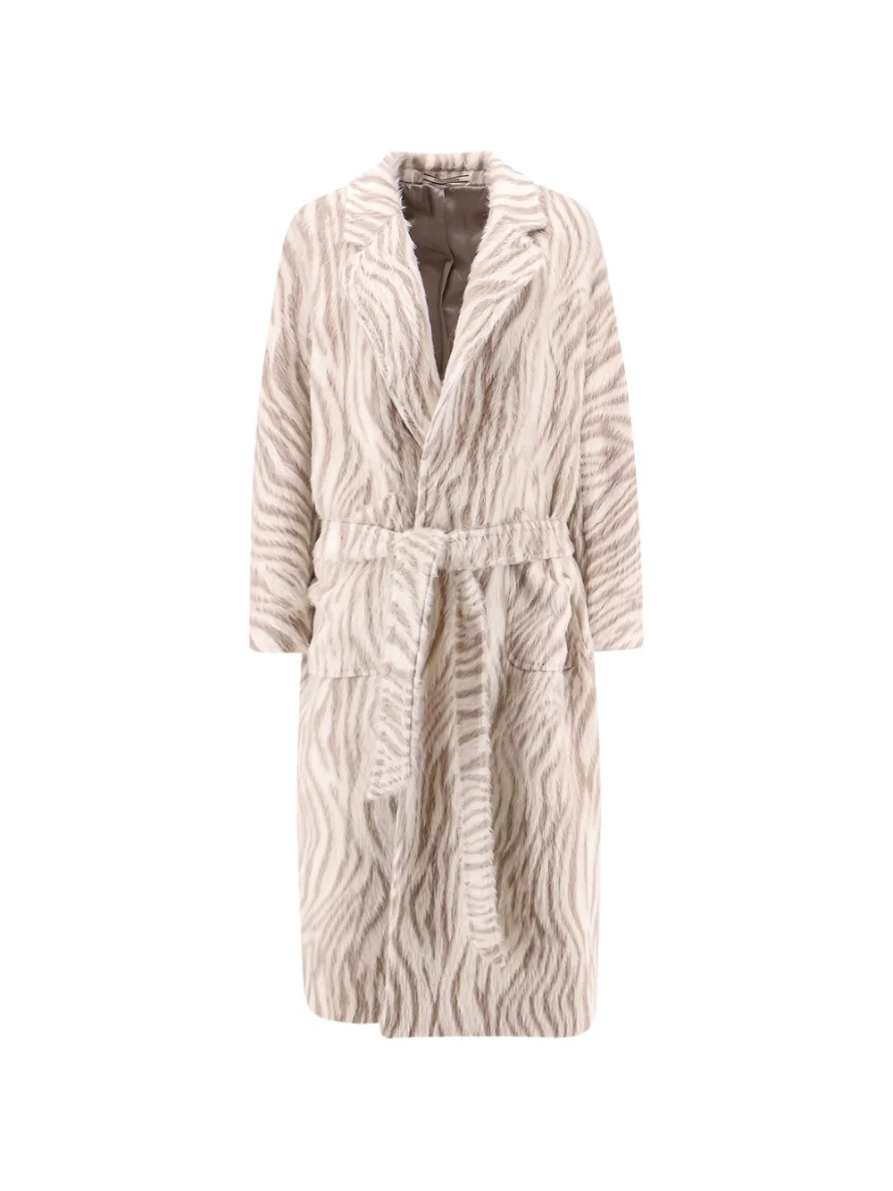 Tagliatore Charlize zebra-pattern belted coat - Nude