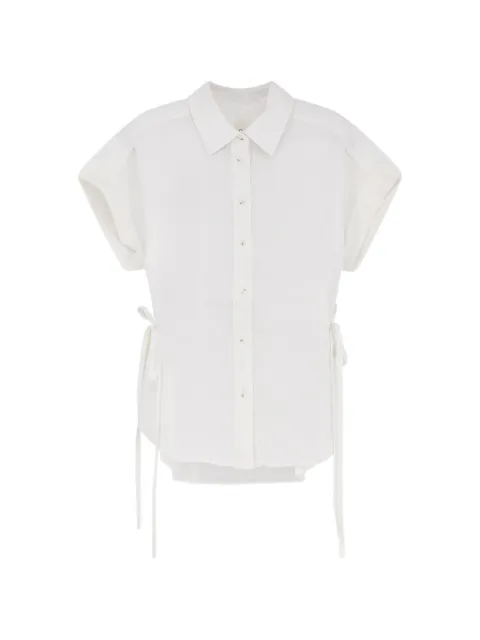 Closed tie-detail linen shirt