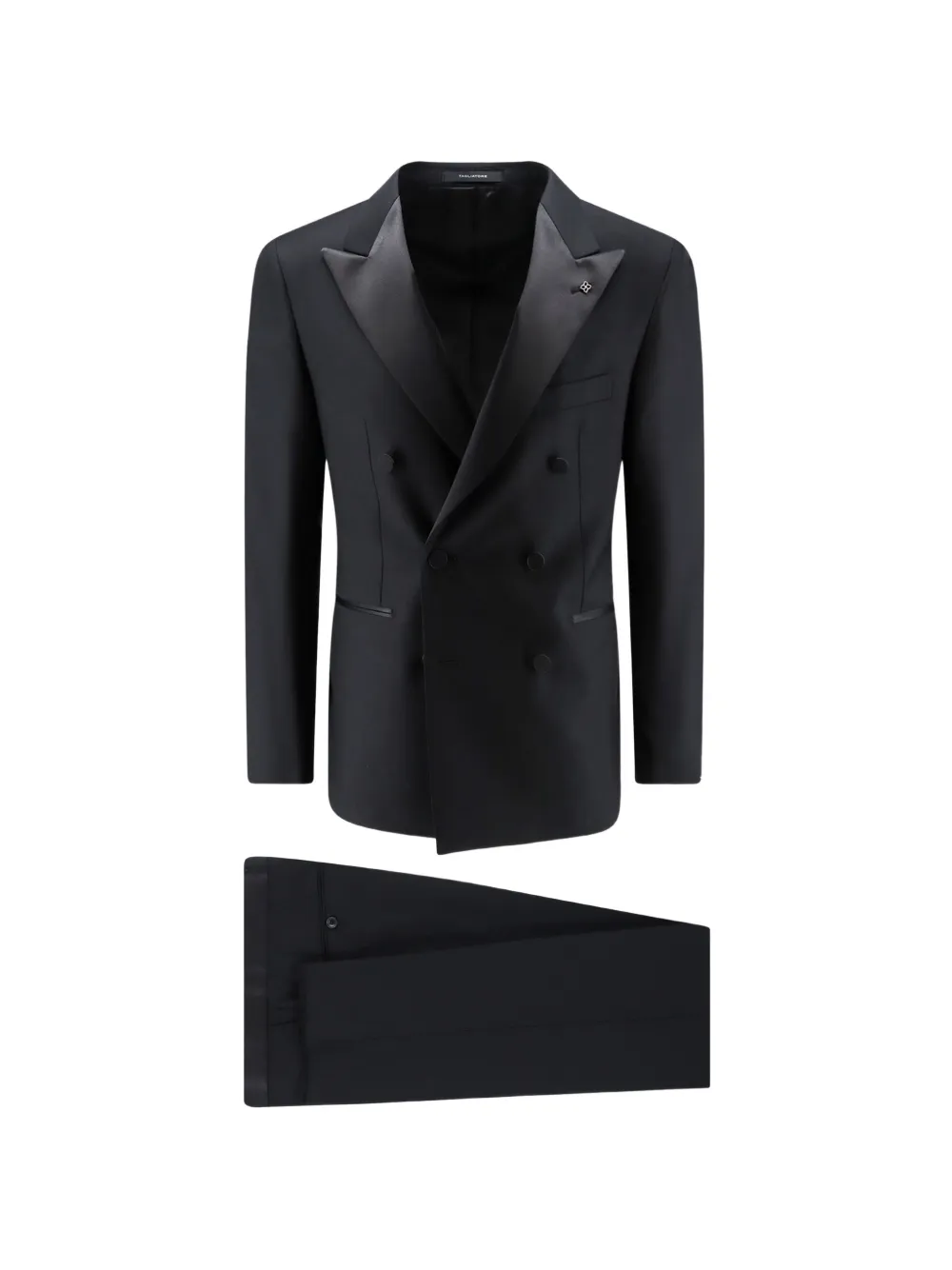 Tagliatore double-breasted wool tuxedo blazer - Schwarz