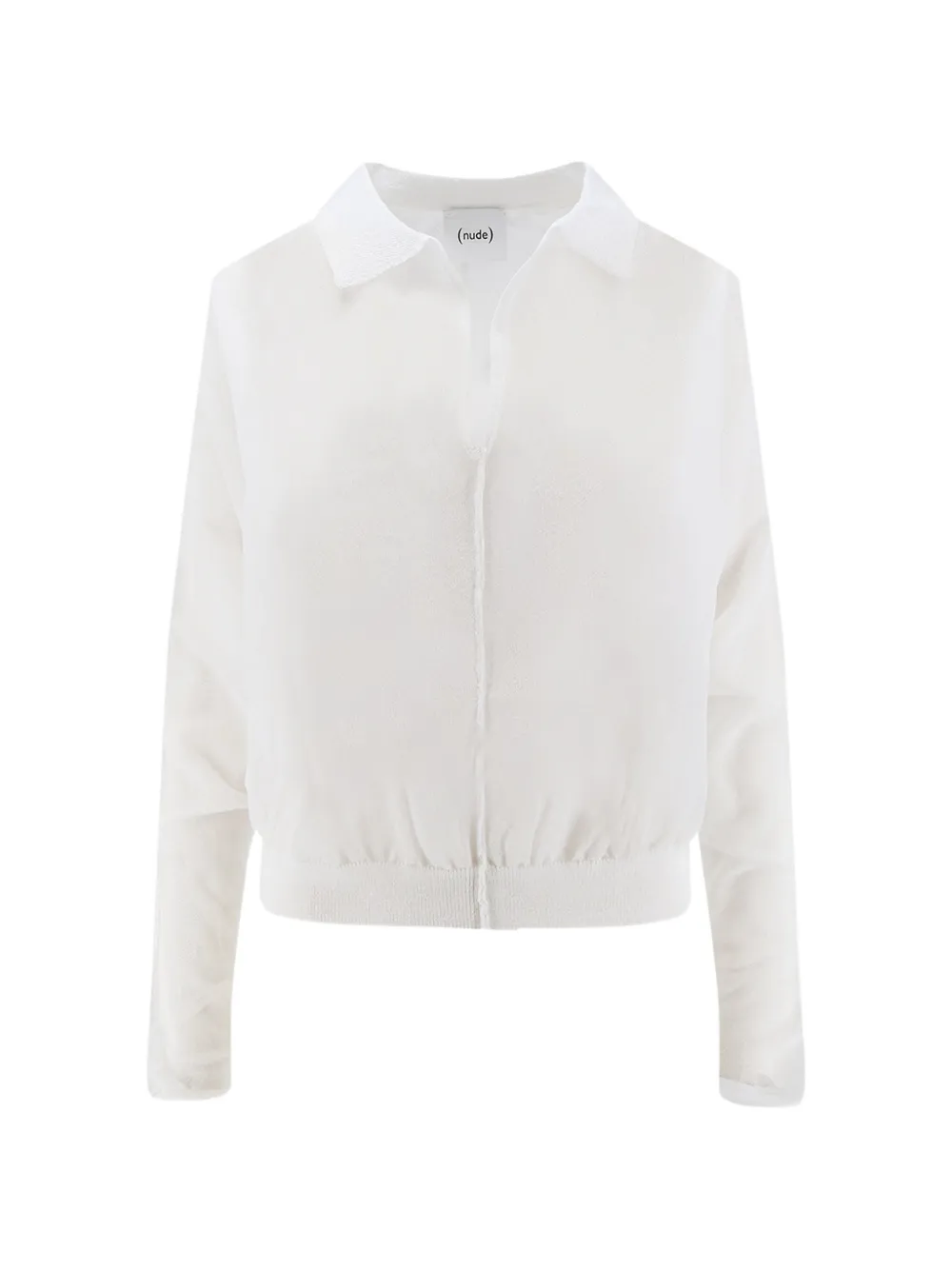 Nude ribbed-trim polo-collar T-shirt - Bianco