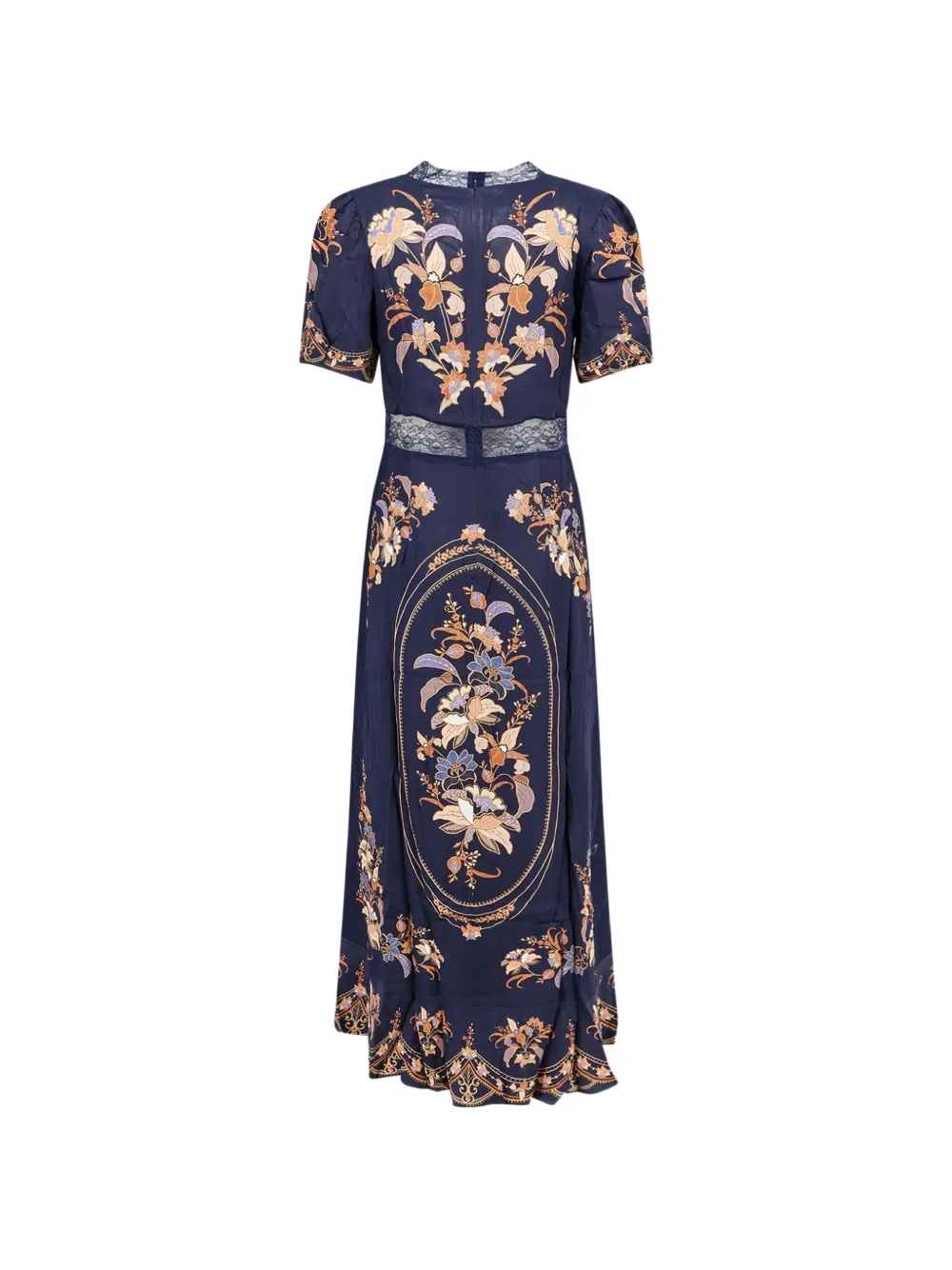 FARM Rio Maxi-jurk met afwerking van kant Blauw