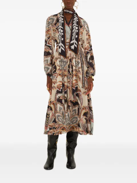 FARM Rio Tapestry Dream paisley-print pussy-bow midi dress
