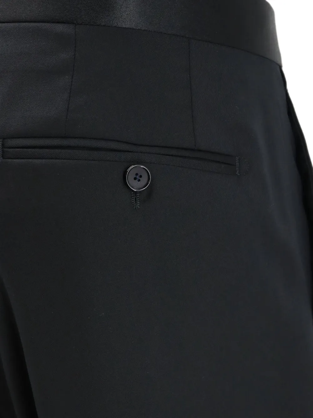 Tagliatore Tuxedo pantalon met satijnen tailleband en scheerwol Zwart