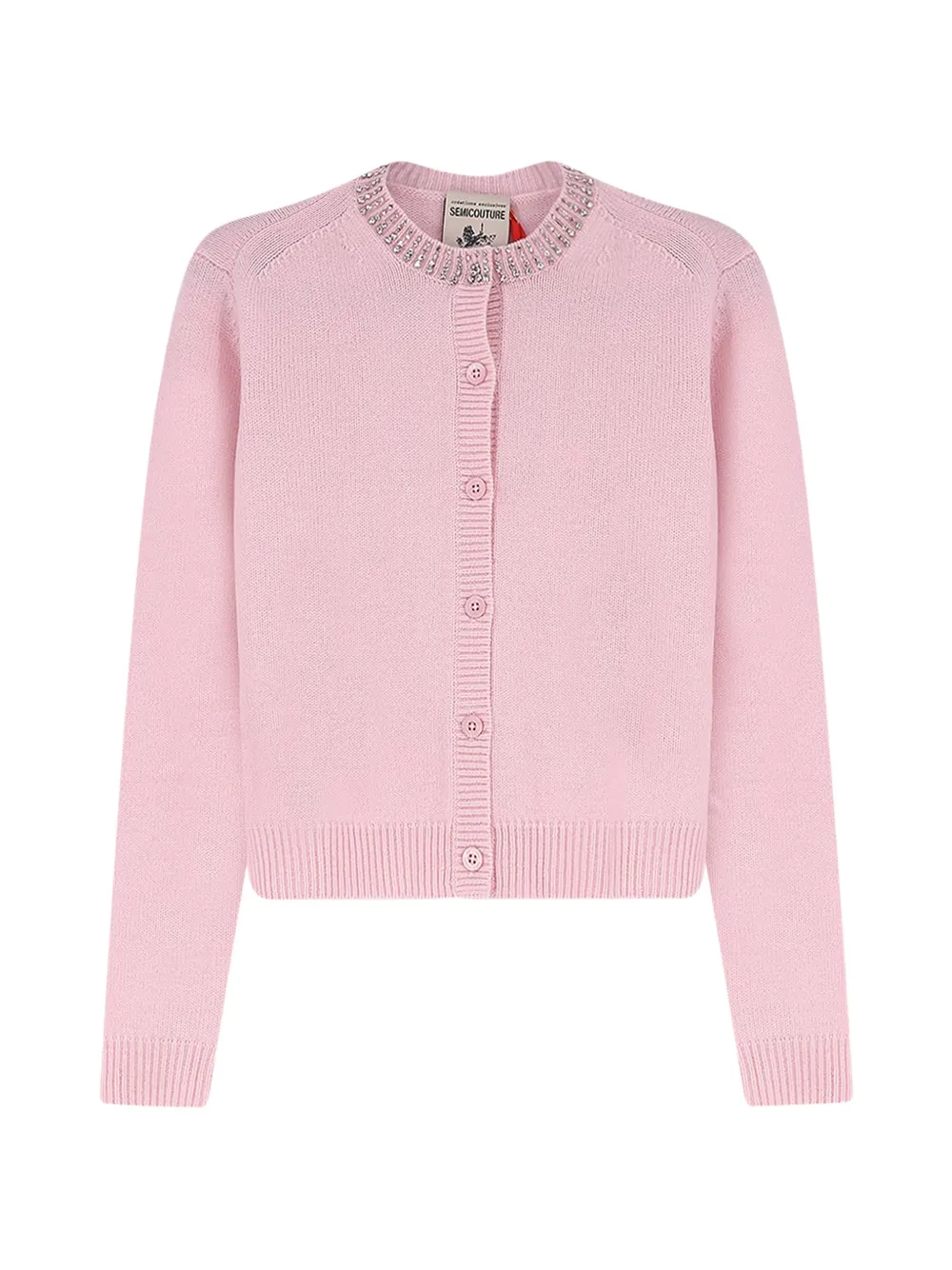 Semicouture Hennie crystal-embellished button-up cardigan - Rosa