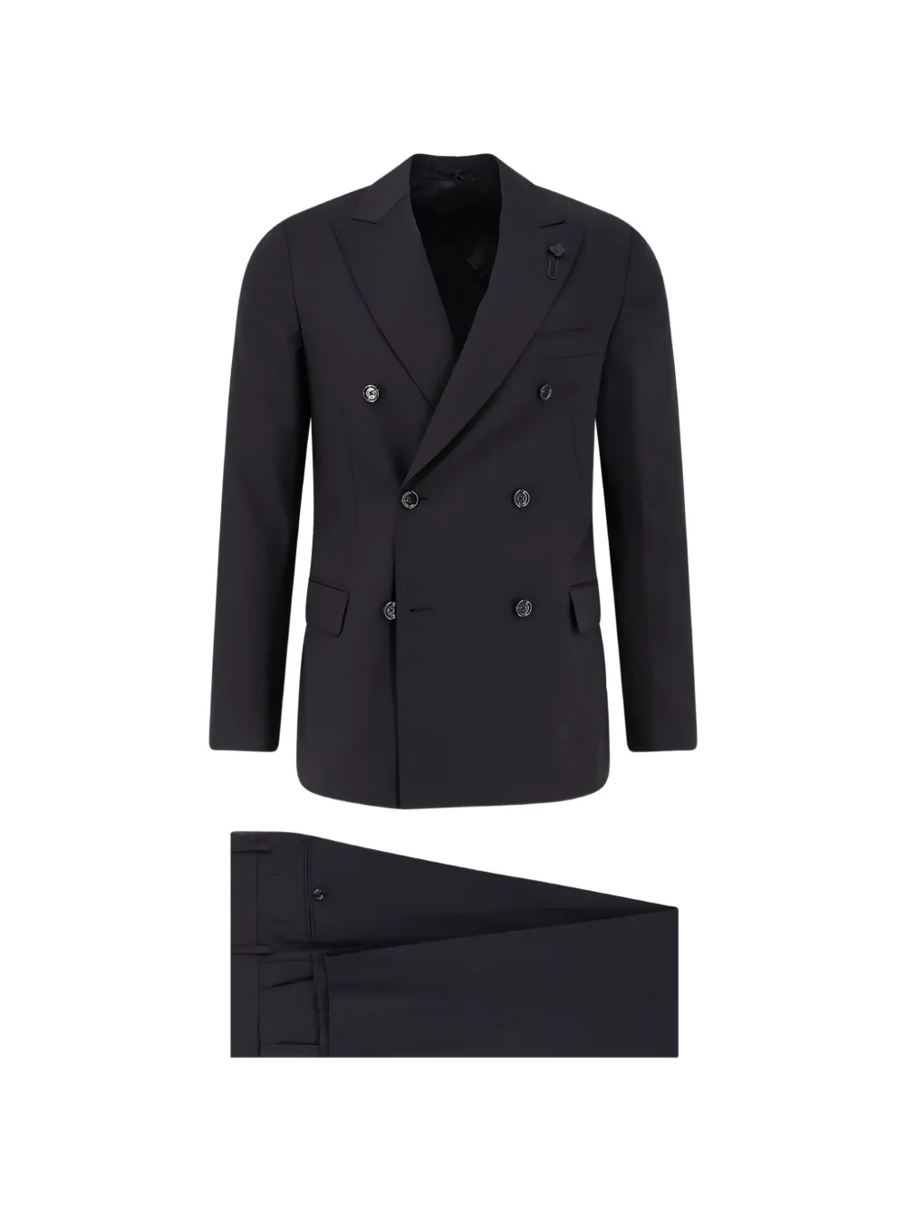 Lardini double-breasted wool suit - Nero