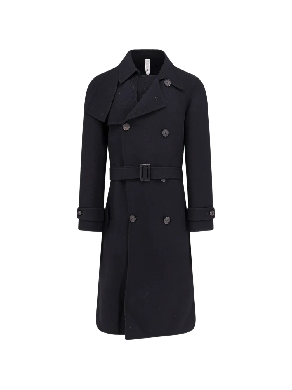 Hevo Melendugno Wool Trench Coat In Black