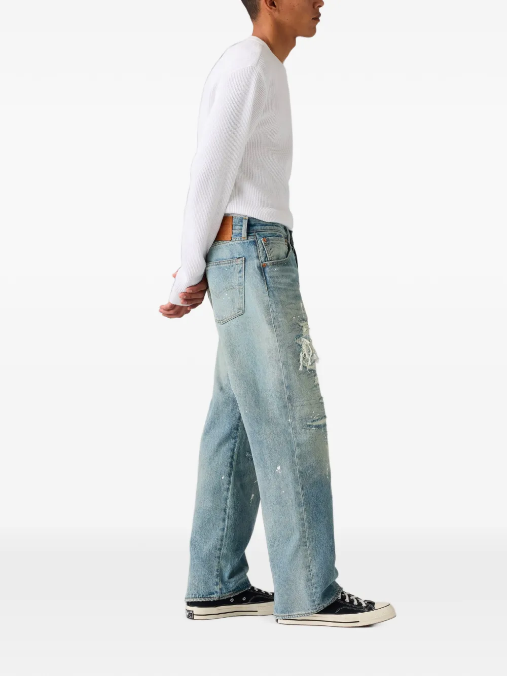 Levi's 501 Loose jeans met gerafeld effect Blauw