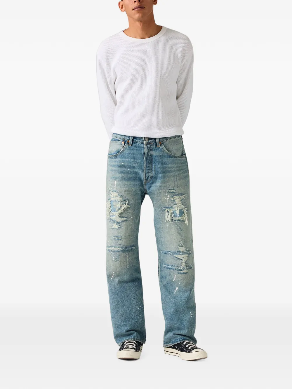 Levi's 501 Loose jeans met gerafeld effect Blauw