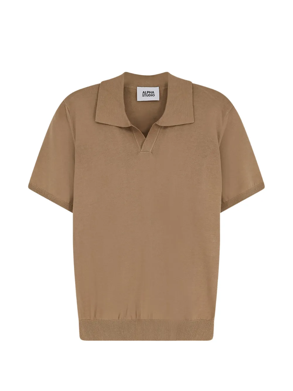 Alpha Studio Short-sleeve Polo-collar T-shirt In Brown