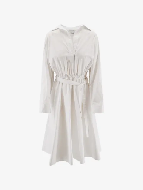 Nude elasticated-waist midi shirt dress
