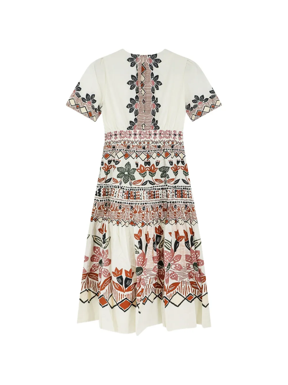 FARM Rio Maxi-jurk met korte mouwen en rustieke bloemen Beige