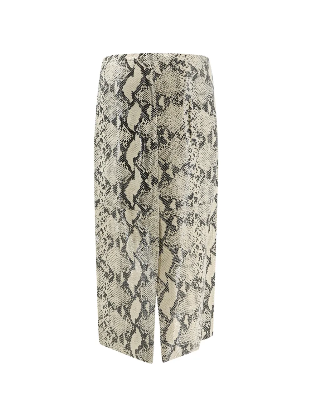 Alysi Leren midi-rok met pythonprint Beige