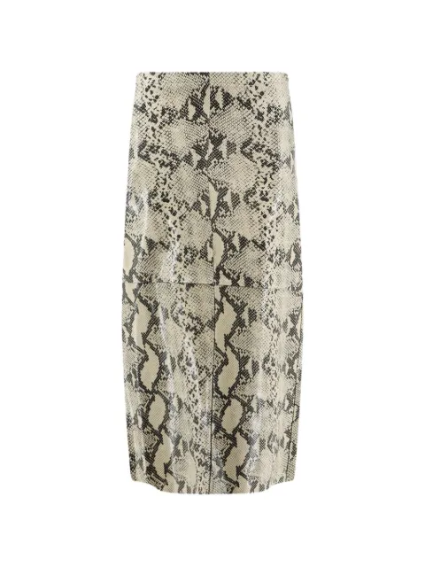 Alysi python-print leather midi skirt