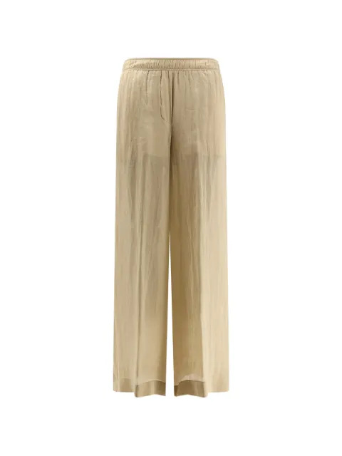 Nude wide-leg elasticated-waistband trousers