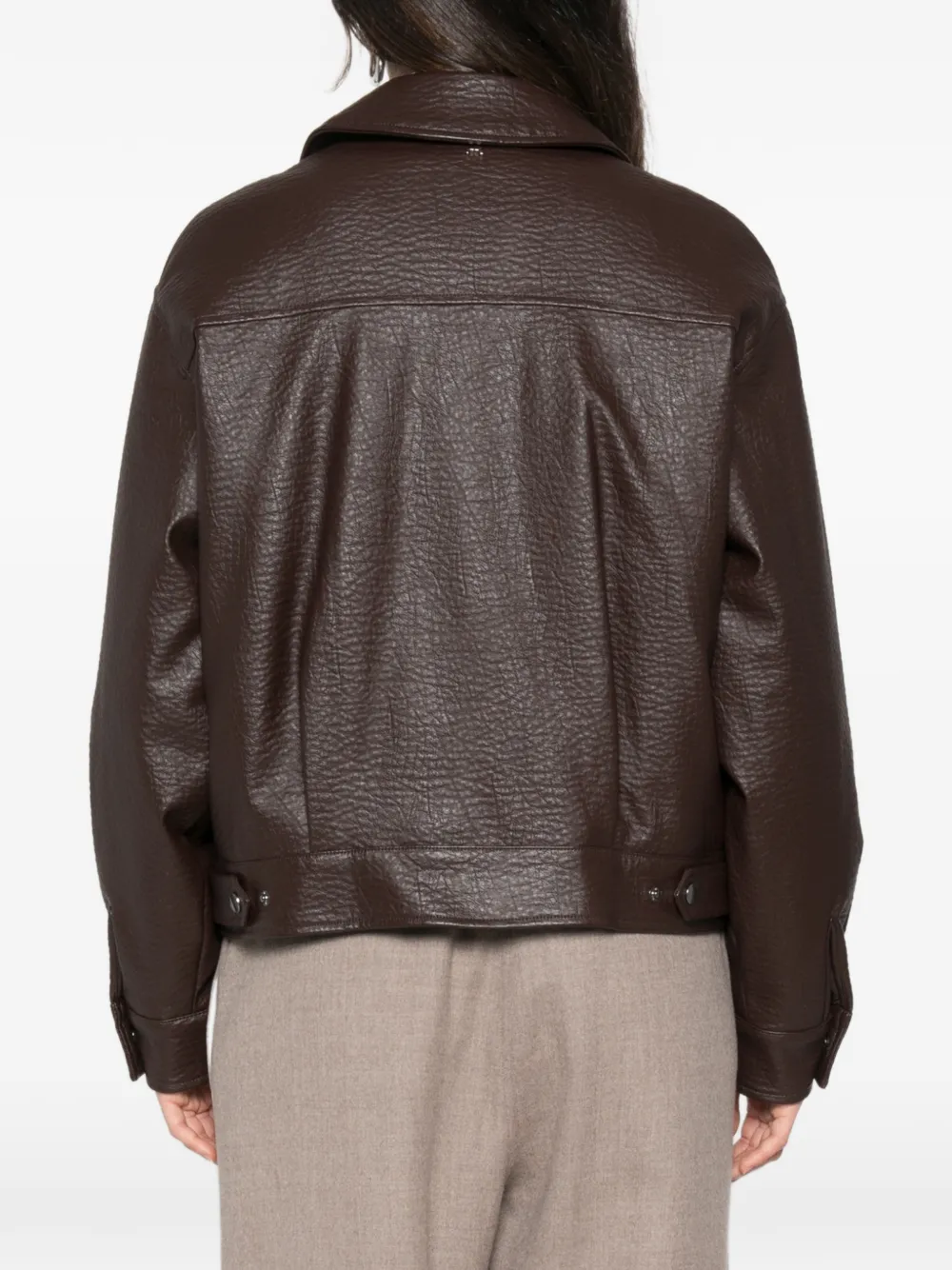 TWINSET Leren jack Bruin