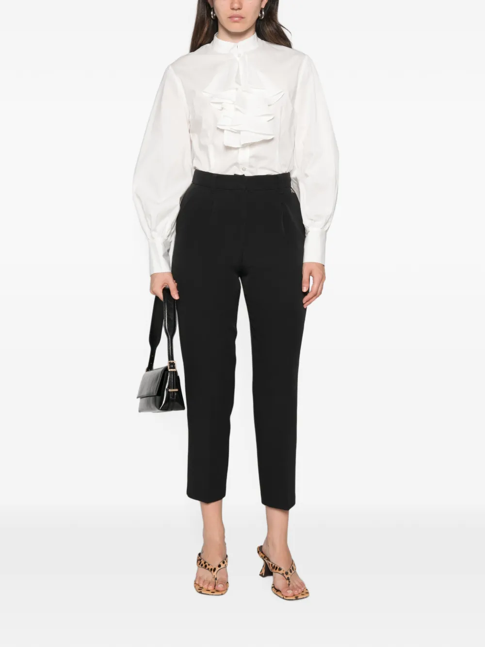 TWINSET Blouse met pofmouwen en ruches Wit