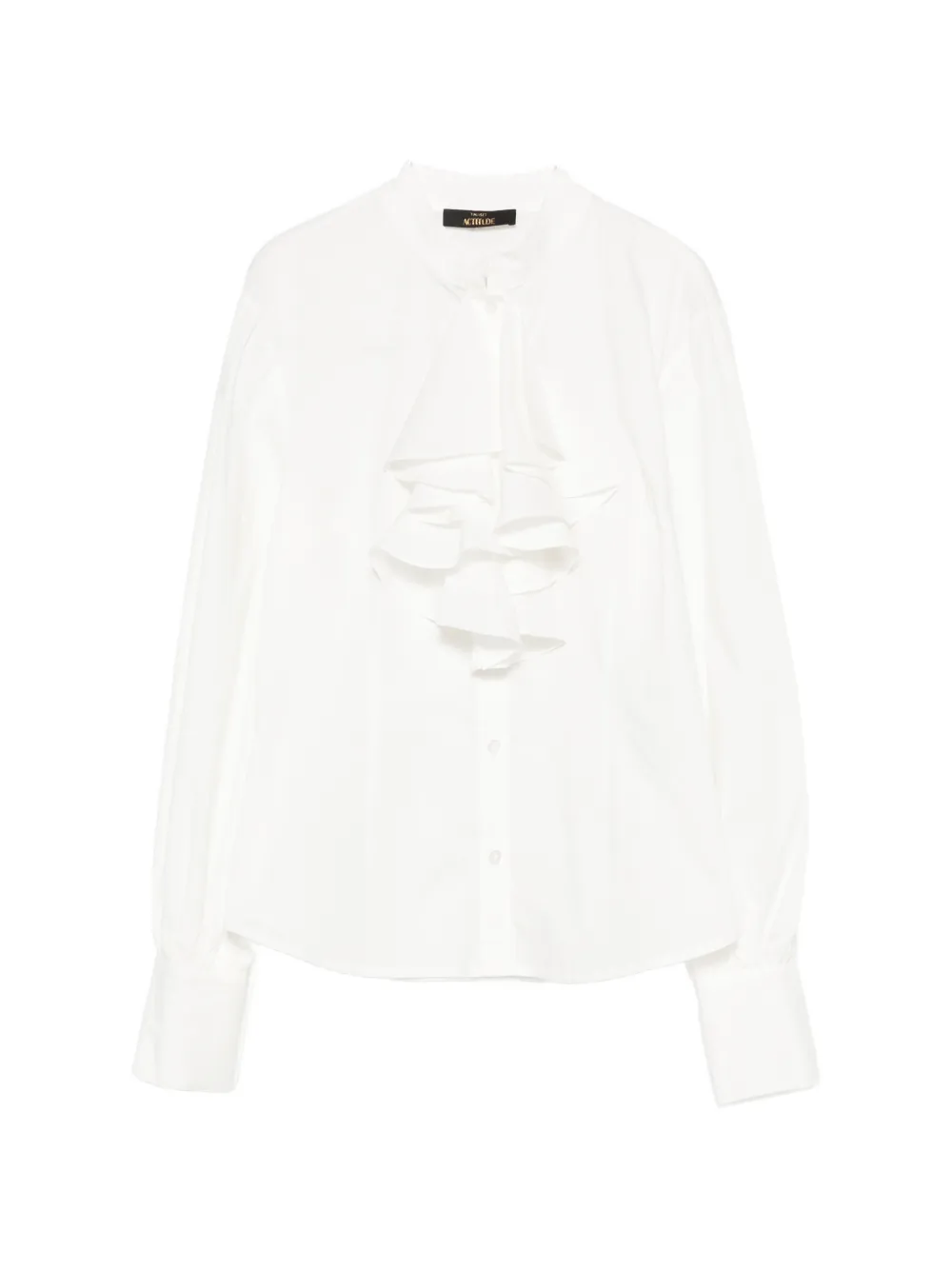 Twinset Ruffle-trimmed Puff-sleeve Blouse In White