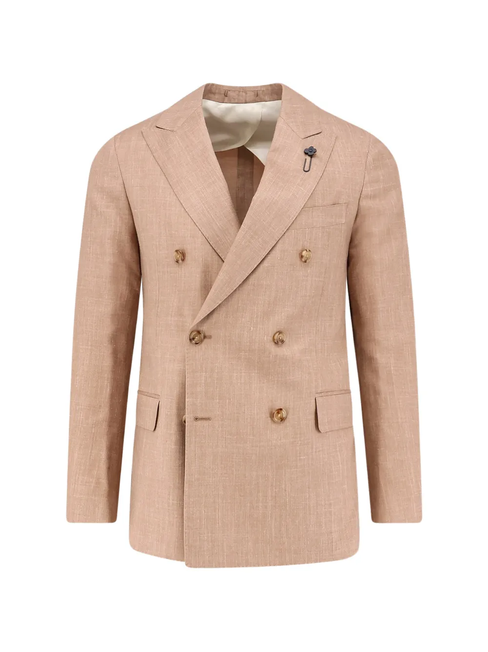 Lardini double-breasted peak-lapel blazer - Marrone