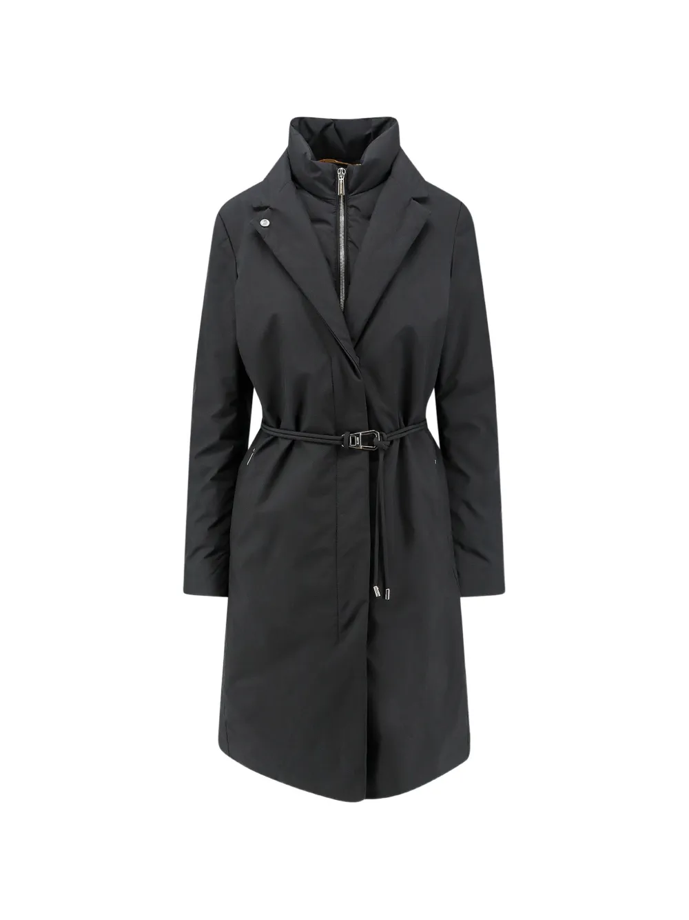 Moorer Cappotto a strati con cintura - Nero