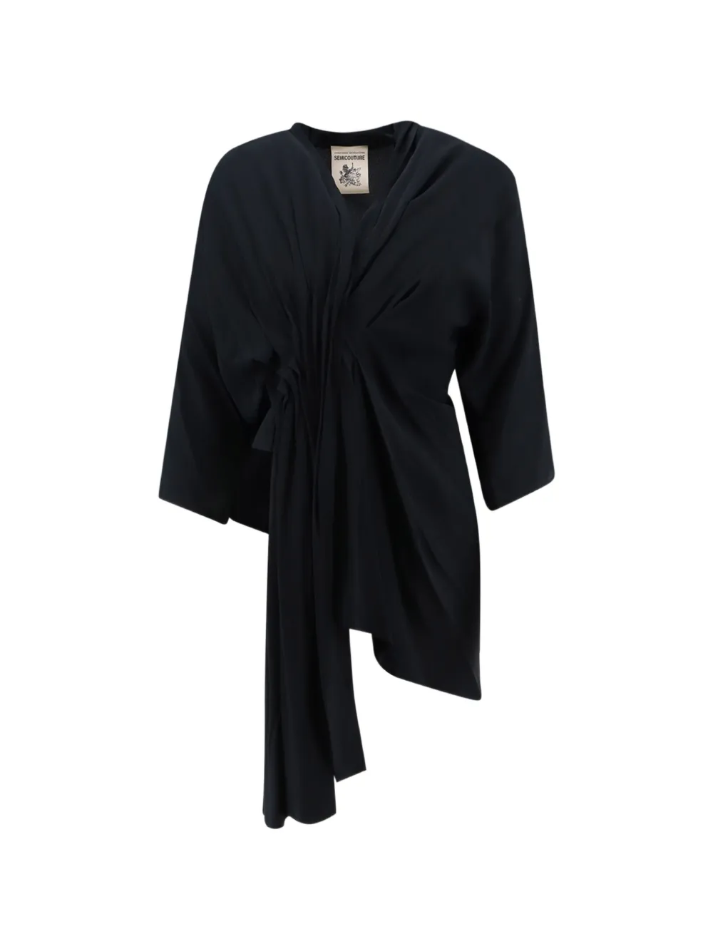 Semicouture Josie draped asymmetric-hem top - Nero