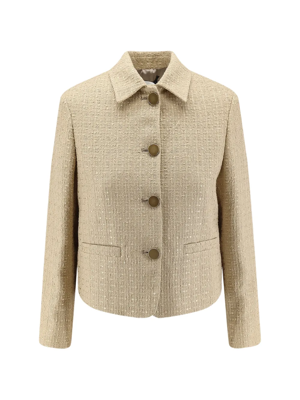 Saulina Button-fastening Tweed Jacket In Brown