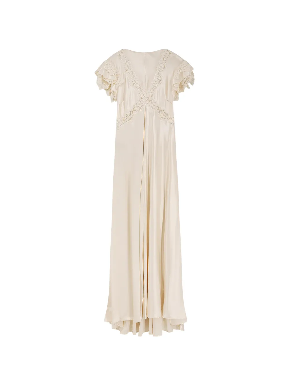Alberta Ferretti lace-trim maxi dress - Neutrals