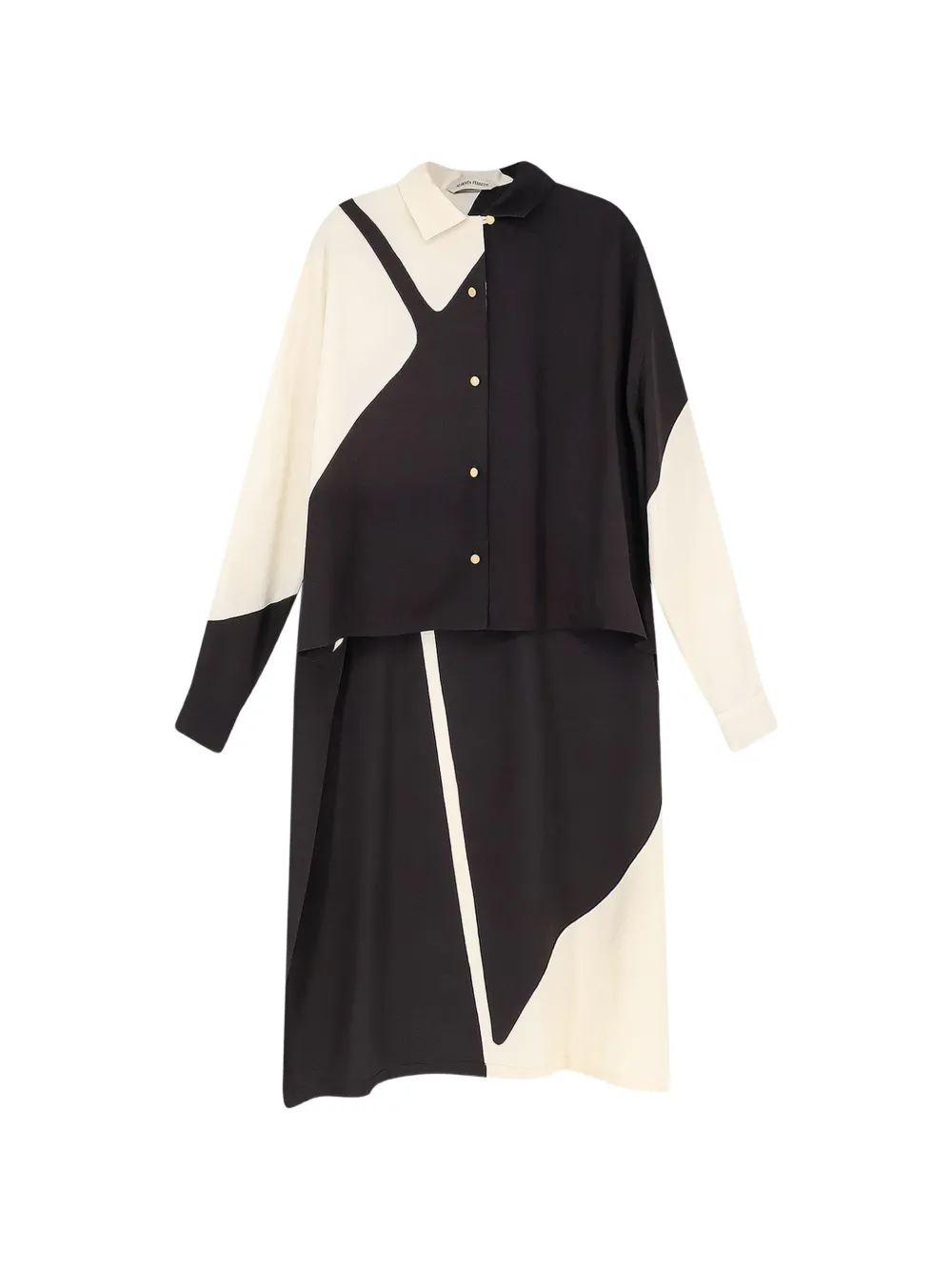 Alberta Ferretti graphic-print asymmetric shirt - Black