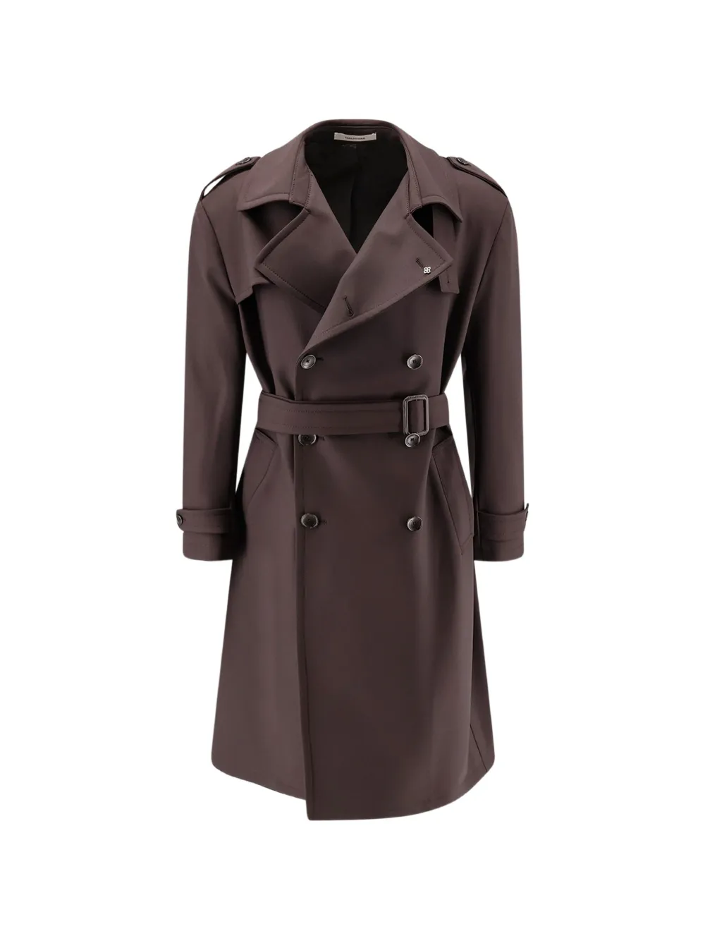 Tagliatore double-breasted belted virgin wool trench coat - Braun