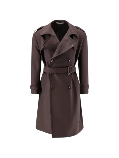 Tagliatore double-breasted belted virgin wool trench coat