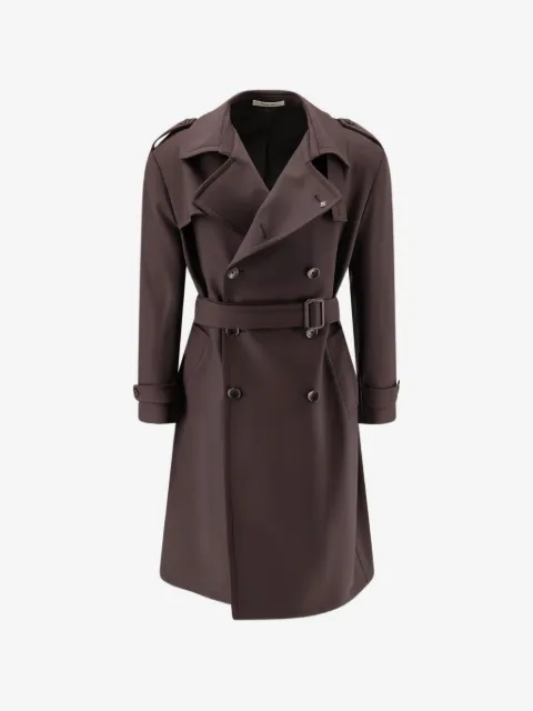 Tagliatore double-breasted belted virgin wool trench coat