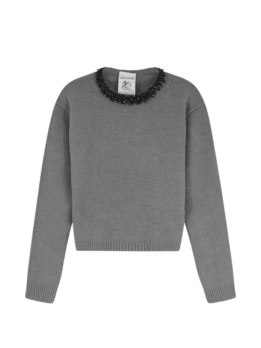 Semicouture Denny bead-embellished knitted sweater - Grigio