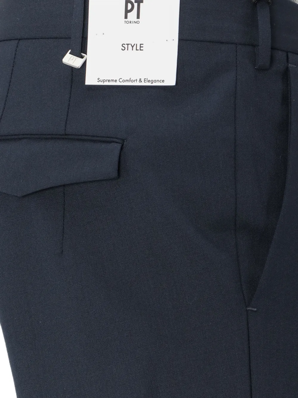 PT Torino Plooibroek met omgeslagen pijpen Blauw