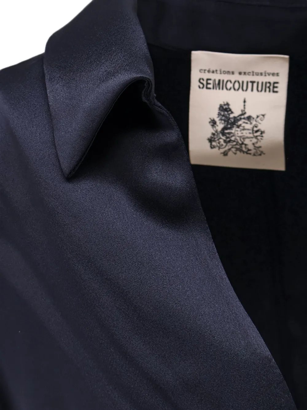 Semicouture T-shirt met V-hals en satijnen afwerking Blauw