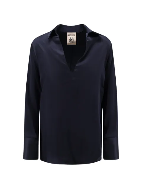 Semicouture satin-finish V-neck shirt