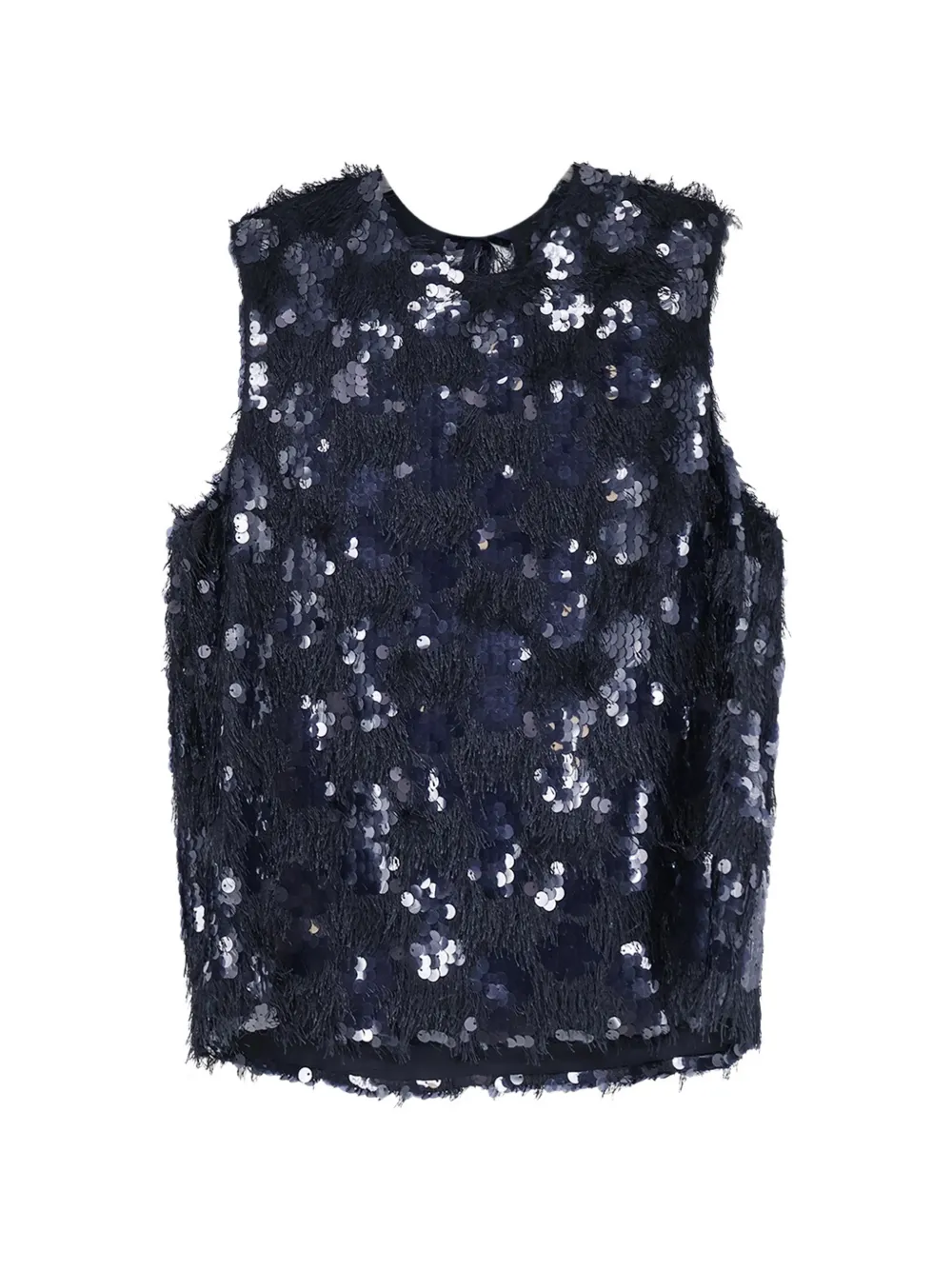 Semicouture sequin-embellished fringed top - Blu