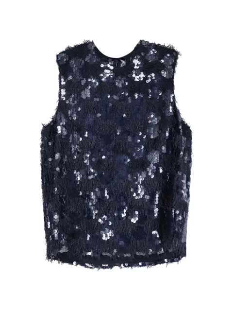 Semicouture top con lentejuelas y flecos