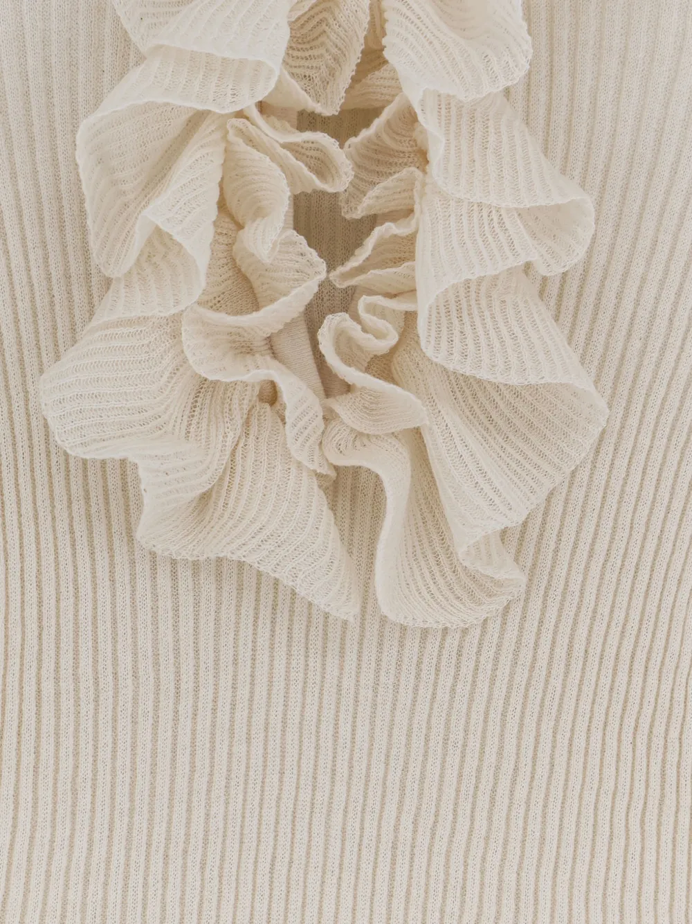 Nude ruffle-trim sweater Beige
