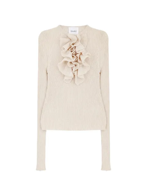 Nude jersey con ribete de volantes