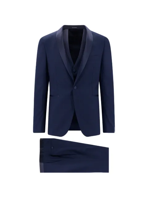 Tagliatore satin-trim three-piece suit