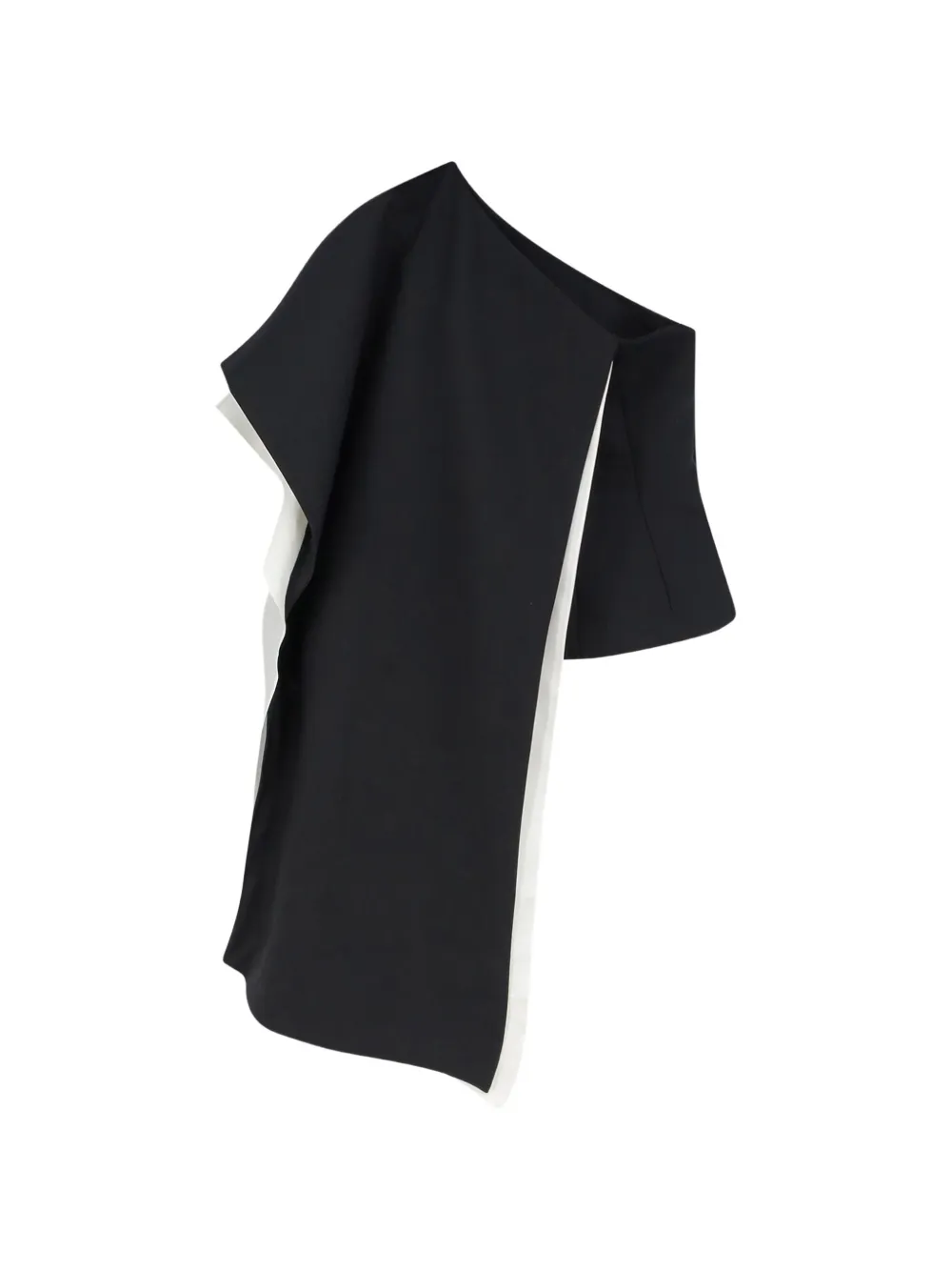 Rohe One-shoulder Caped Wool-blend Top In Black
